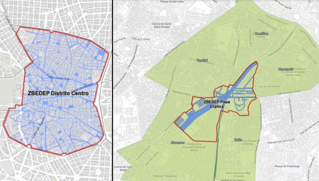 mapas zonas de bajas emisiones madrid 1024x582 - D&oacute;nde aparcar los domingos y festivos en Madrid