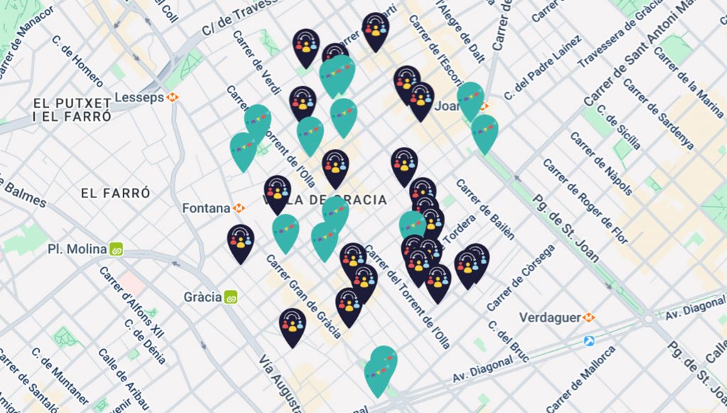 Festa Major de Gràcia 2025: programa, calles decoradas y cómo llegar en coche mapa calles decoradas fiestas de gracia 1024x582 - Festa Major de Gràcia 2025: programa, calles decoradas y cómo llegar en coche