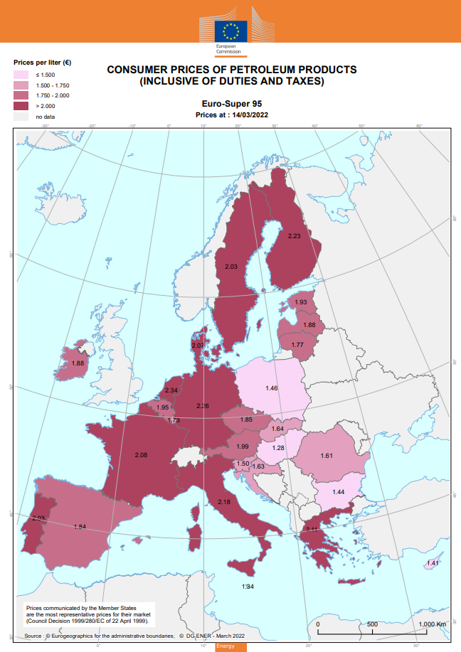 precio combustible 3 - Comparativa del precio de la gasolina y el diésel en Europa