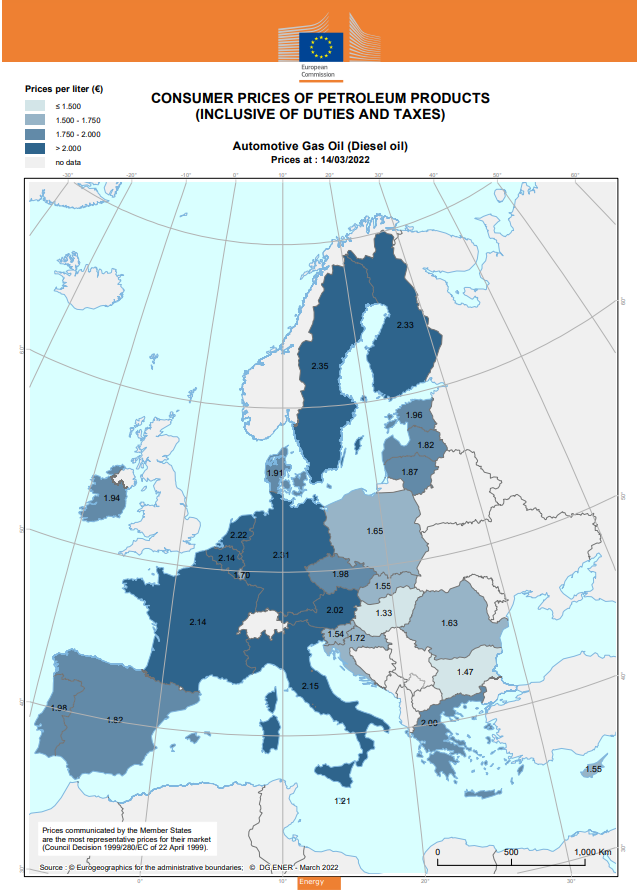 precio combustible 4 - Comparativa del precio de la gasolina y el diésel en Europa