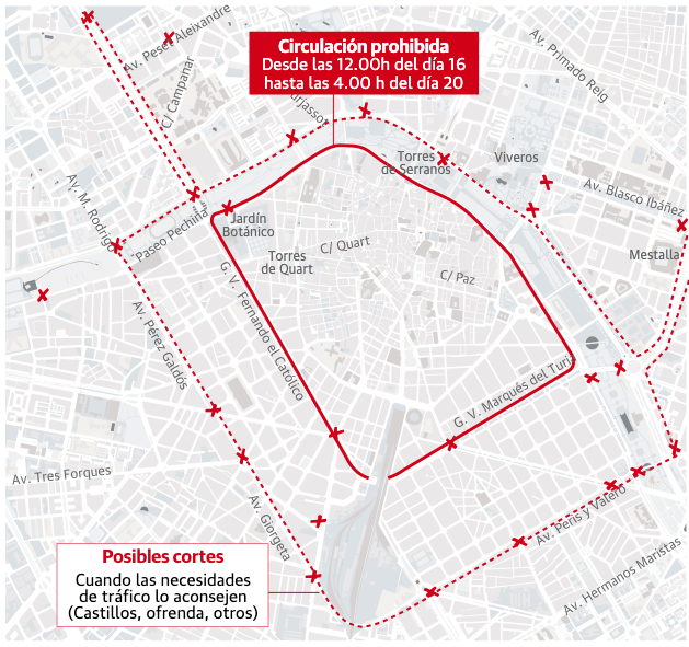 Dónde aparcar en las Fallas de Valencia de 2023 zonas cortadas fallas 1 - Dónde aparcar en las Fallas de Valencia de 2023