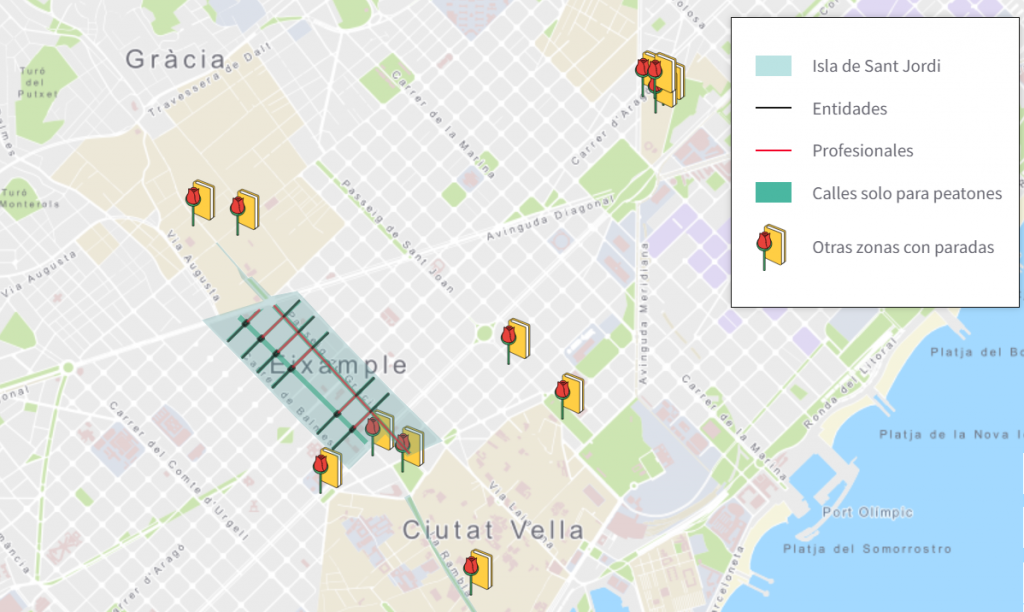 espacios de venta de libros y rosas en sant jordi 1024x612 - Zonas cortadas y aparcamientos en Sant Jordi 2024