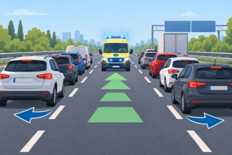 Ilustración representativa de la nueva norma de circulación del carril de emergencia